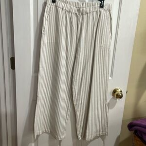 New never worn Fresh produce white and taupe stripped pants